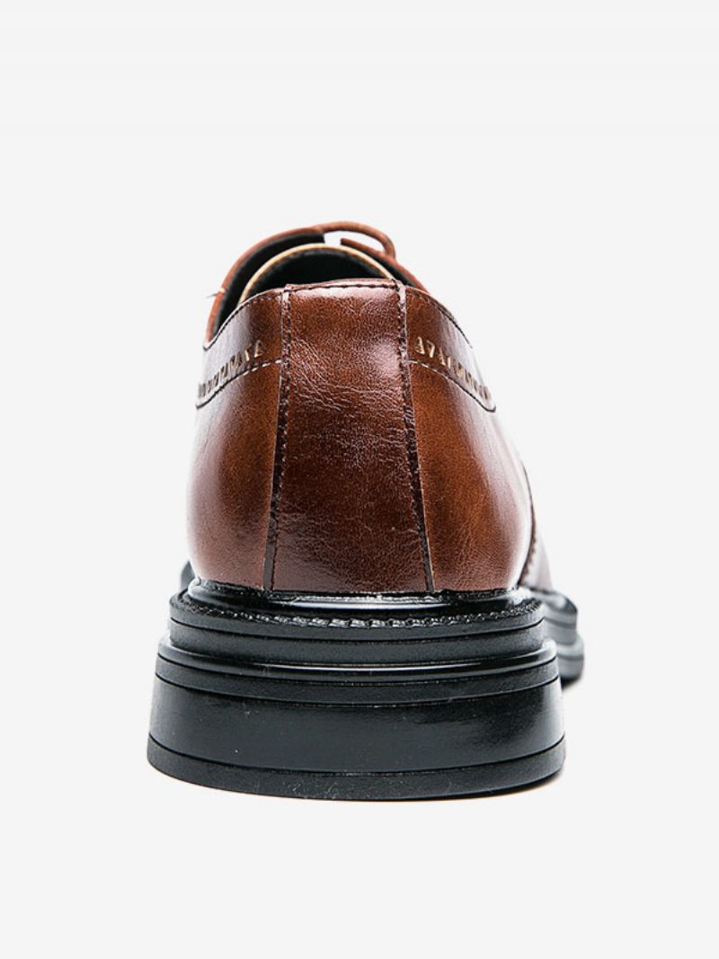 Chaussures Habillées Pour Hommes Élégantes À Bout Rond Avec Sangle Réglable Cuir Pu - Marron Café