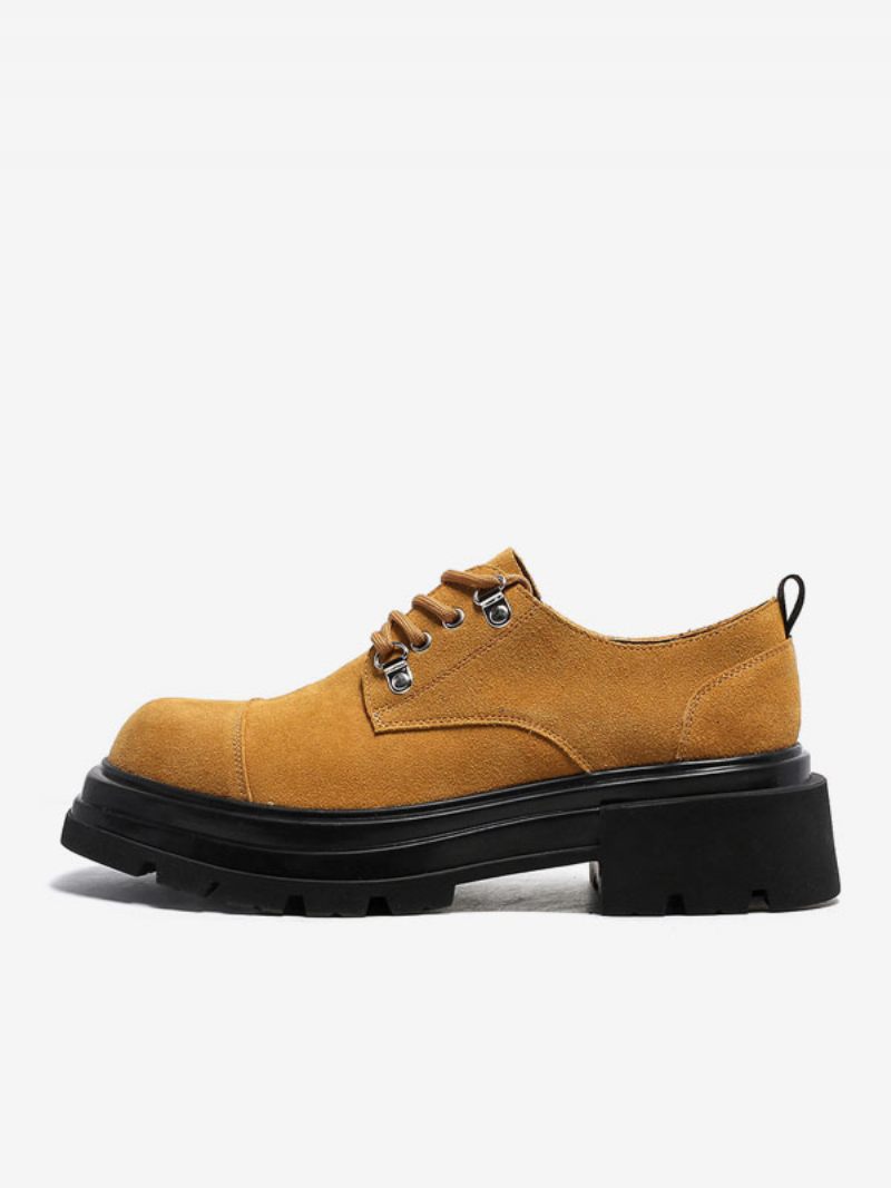 Chaussures Habillées Pour Hommes Élégantes À Bout Rond Avec Sangle Réglable Cuir Suédé Soirée Bal - Orange