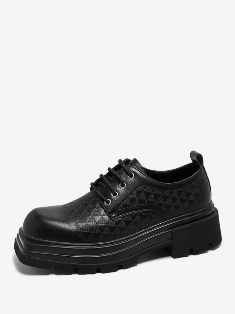 Chaussures Habillées Pour Hommes Élégantes À Bout Rond Avec Sangle Réglable Cuir Verni - Pu Noir