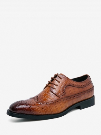 Chaussures Habillées Pour Hommes Élégantes À Bout Rond Lacets Cuir Pu Marié