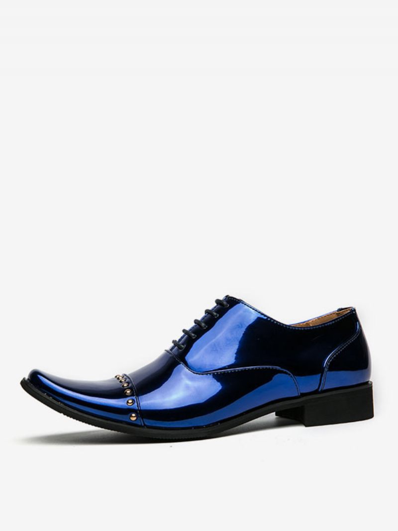 Chaussures Habillées Pour Hommes Fantastiques Bout Carré Sangle Réglable Cuir Pu - Bleu