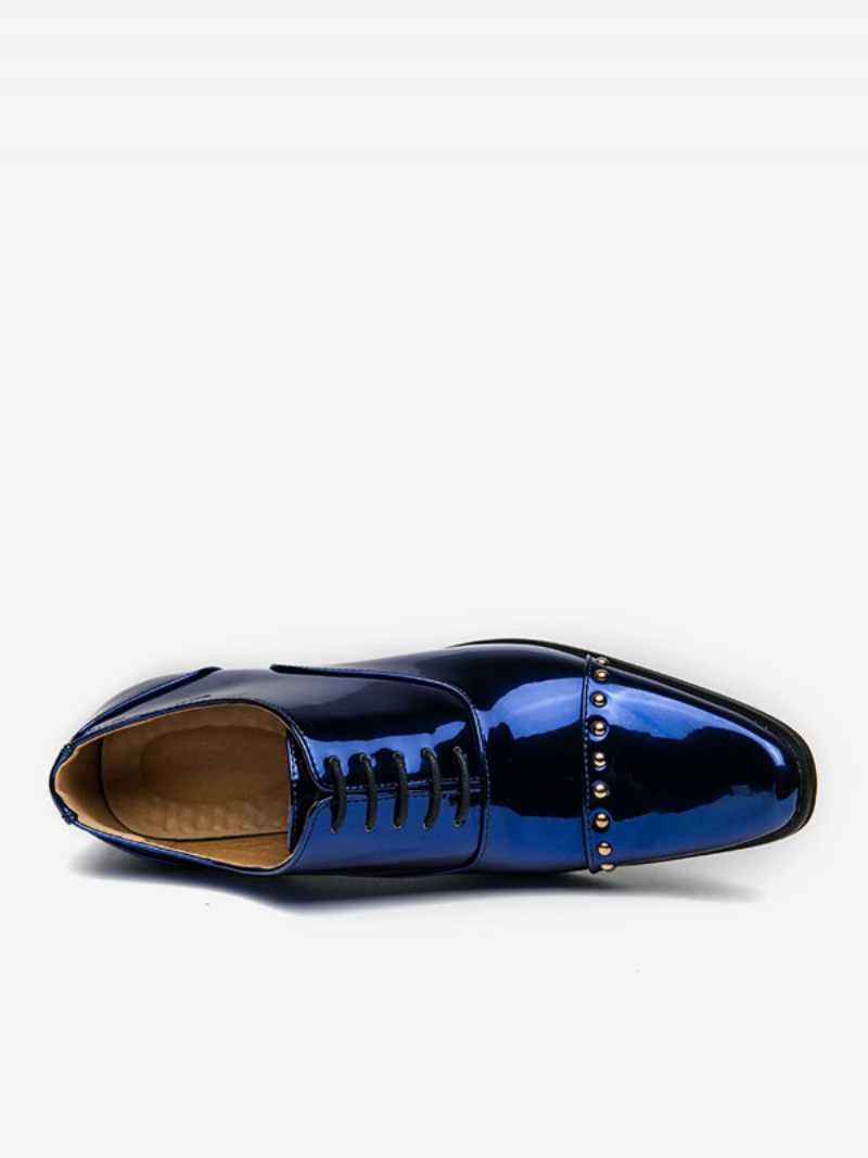 Chaussures Habillées Pour Hommes Fantastiques Bout Carré Sangle Réglable Cuir Pu - Bleu