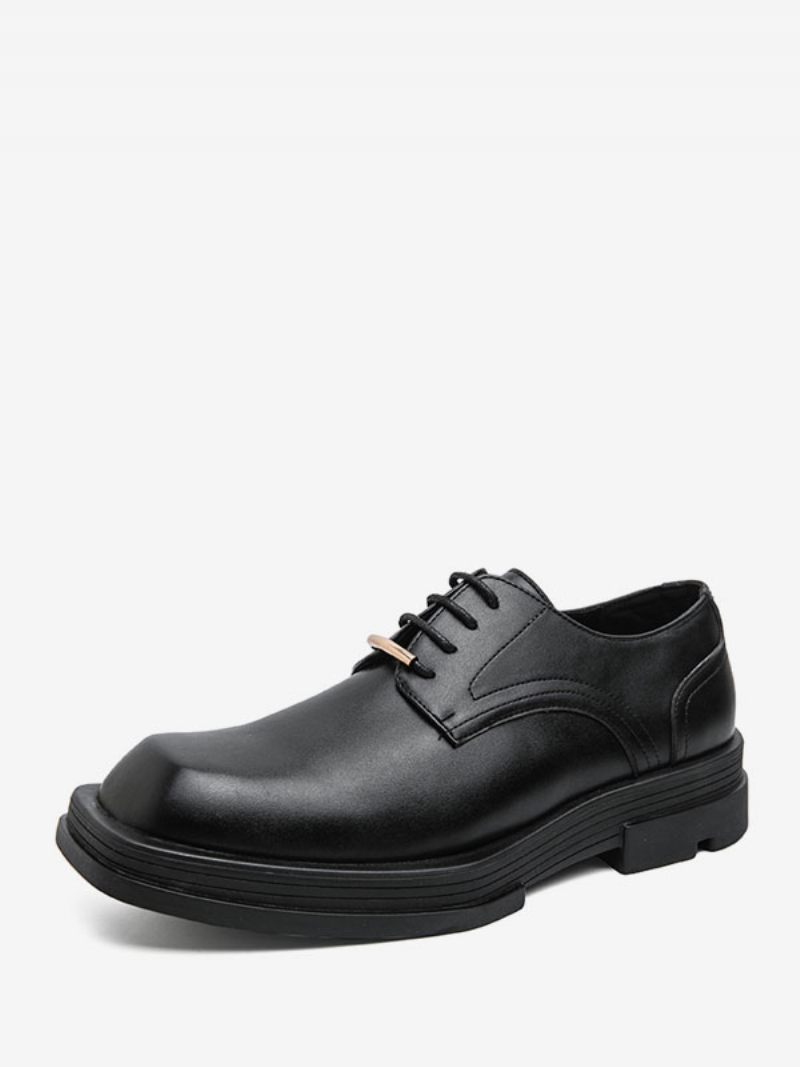 Chaussures Habillées Pour Hommes Fantastiques Bout Carré Sangle Réglable Cuir Pu - Noir