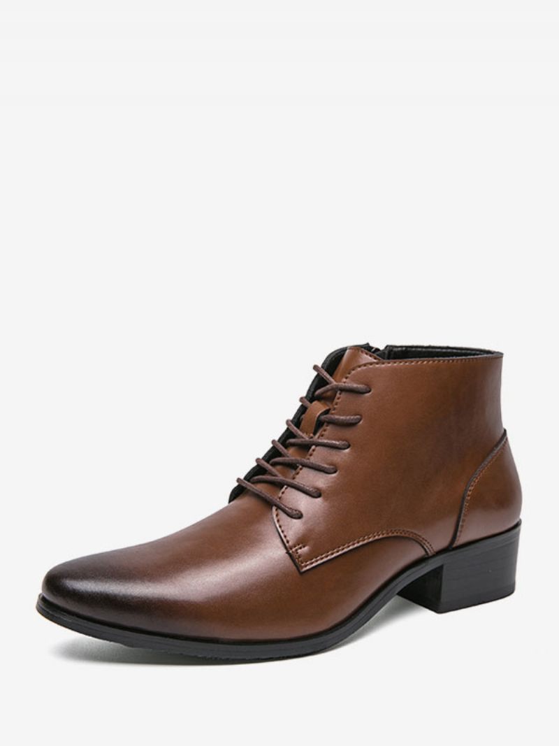 Chaussures Habillées Pour Hommes Fantastiques Bout Pointu Sangle Réglable Cuir Pu - Marron Café