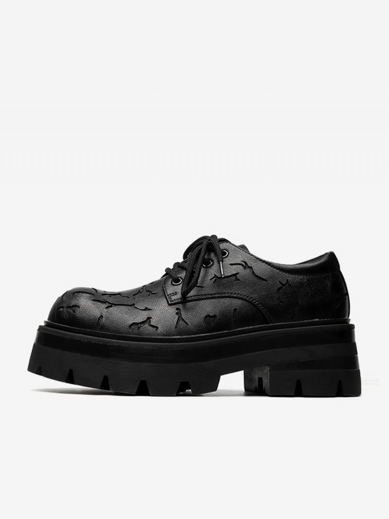 Chaussures Habillées Pour Hommes Fantastiques Bout Rond Sangle Réglable Cuir Pu - Noir