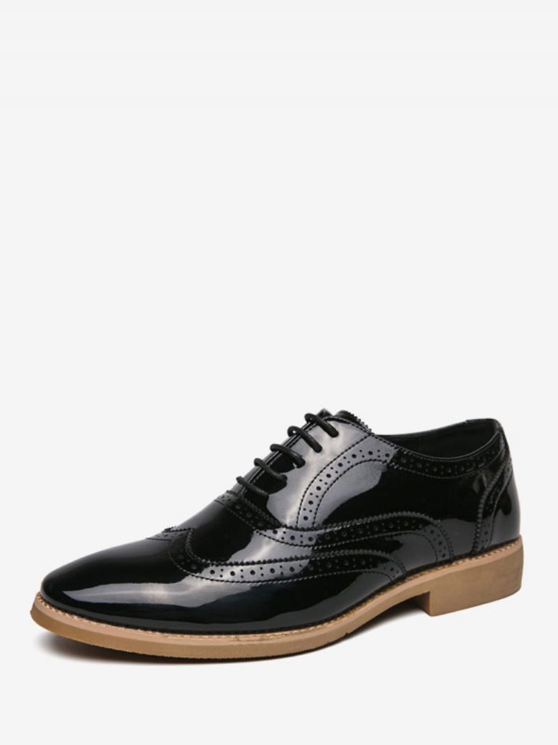 Chaussures Habillées Pour Hommes Fantastiques À Lacets Cuir Pu Mariage Fête Bal - Noir