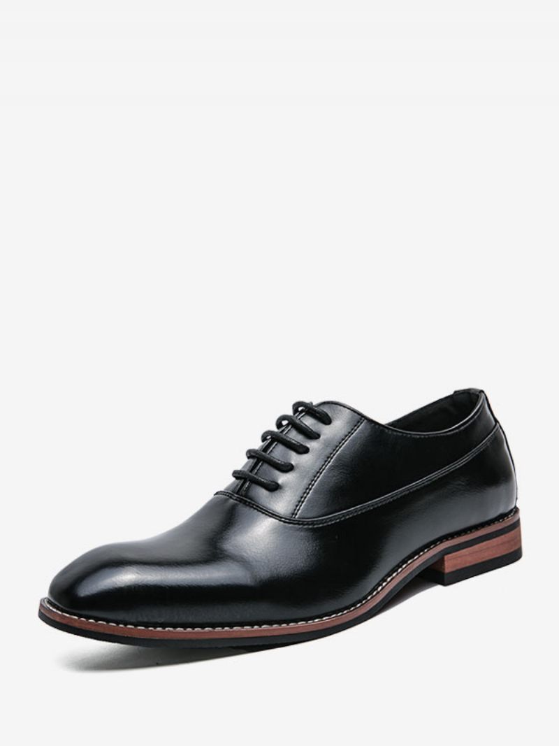 Chaussures Habillées Pour Hommes Fantastiques Marié Cuir Pu Réglables À Bout Carré - Noir