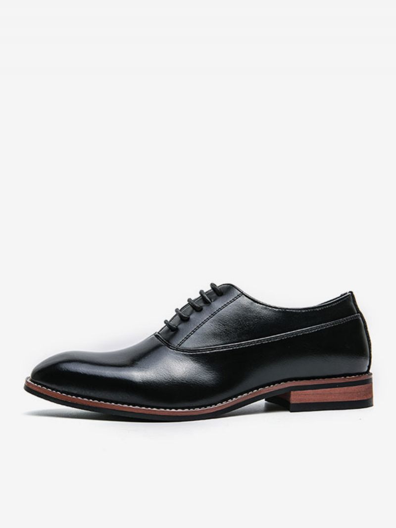 Chaussures Habillées Pour Hommes Fantastiques Marié Cuir Pu Réglables À Bout Carré - Noir