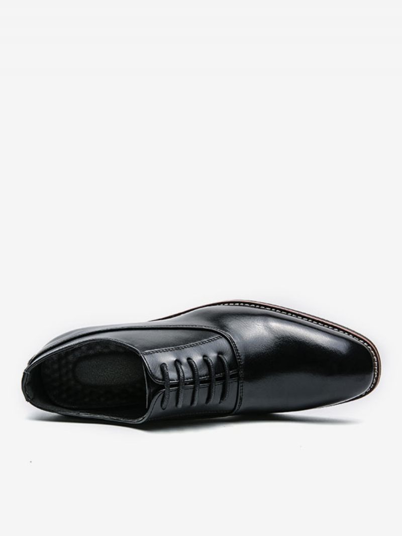 Chaussures Habillées Pour Hommes Fantastiques Marié Cuir Pu Réglables À Bout Carré - Noir