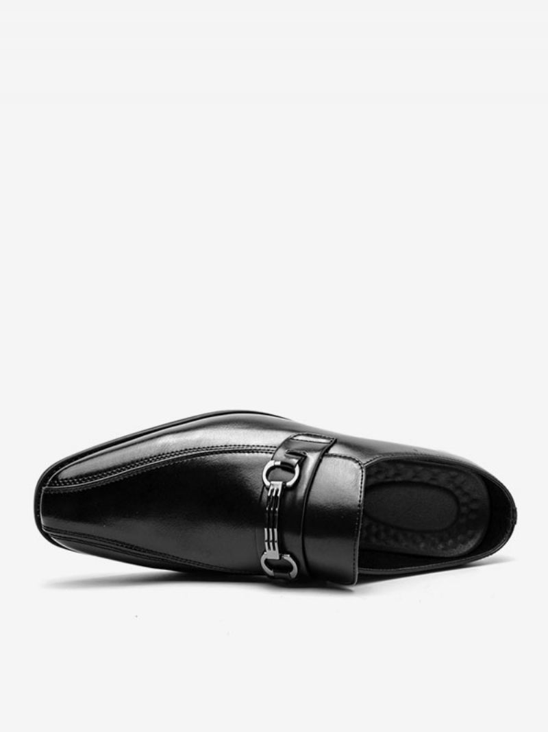 Chaussures Habillées Pour Hommes Mocassins À Glissière Cuir Pu Bout Rond Et La Mode - Noir