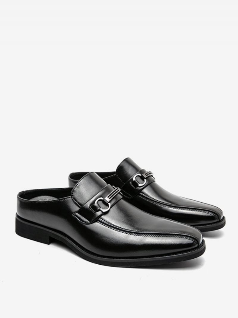 Chaussures Habillées Pour Hommes Mocassins À Glissière Cuir Pu Bout Rond Et La Mode - Noir