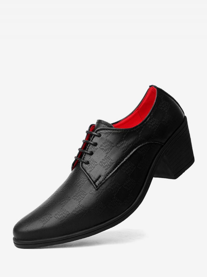 Chaussures Habillées Pour Hommes Mode Bout Pointu À Lacets Cuir Pu Mariage Fête Bal