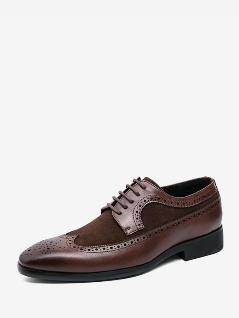 Chaussures Habillées Pour Hommes Mode Bout Rond À Lacets Cuir Pu Oxford Mariage Fête Bal