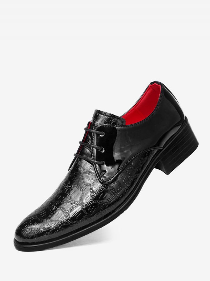 Chaussures Habillées Pour Hommes Mode À Lacets Cuir Pu Mariage Fête Bal