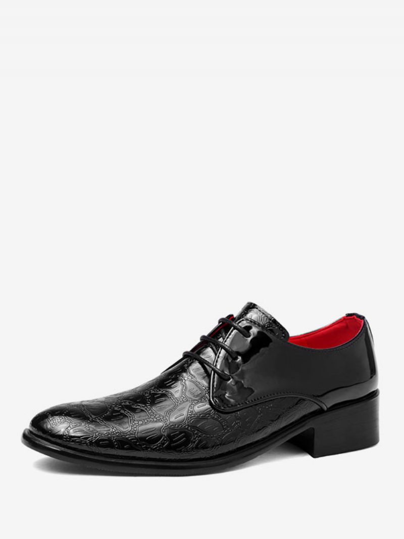 Chaussures Habillées Pour Hommes Mode À Lacets Cuir Pu Mariage Fête Bal - Noir