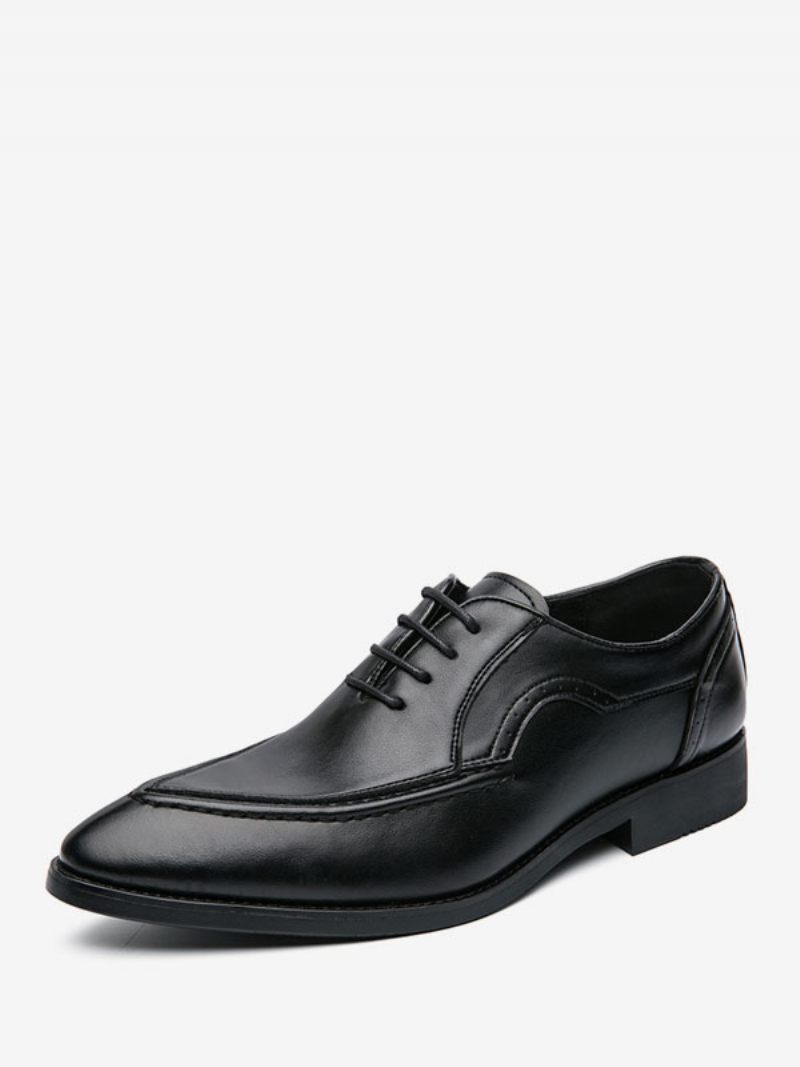 Chaussures Habillées Pour Hommes Modernes À Bout Pointu Lacets Cuir Pu