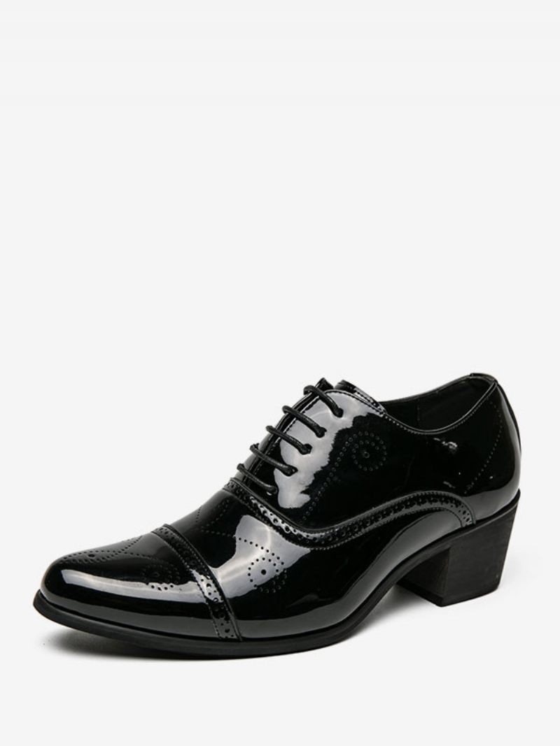 Chaussures Habillées Pour Hommes Modernes À Bout Pointu Lacets Cuir Pu