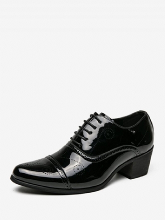 Chaussures Habillées Pour Hommes Modernes À Bout Pointu Lacets Cuir Pu