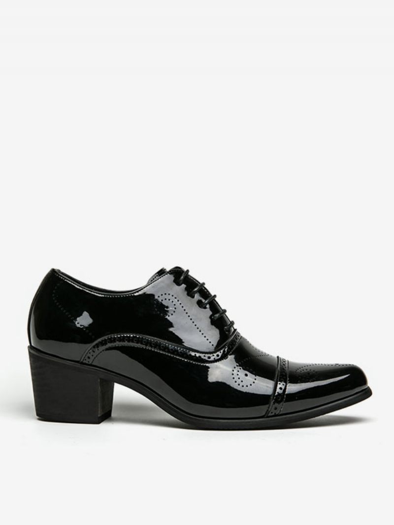 Chaussures Habillées Pour Hommes Modernes À Bout Pointu Lacets Cuir Pu - Noir