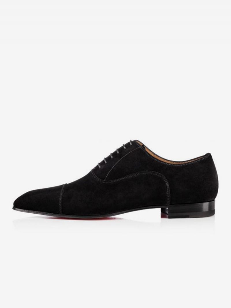 Chaussures Habillées Pour Hommes Noir Bout Carré Slip-on Cuir Suédé Oxford Mariage Bal - Noir