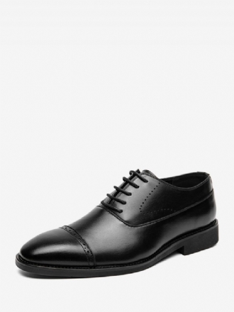 Chaussures Habillées Pour Hommes Noires Bout Rond À Lacets Oxfrod Marié