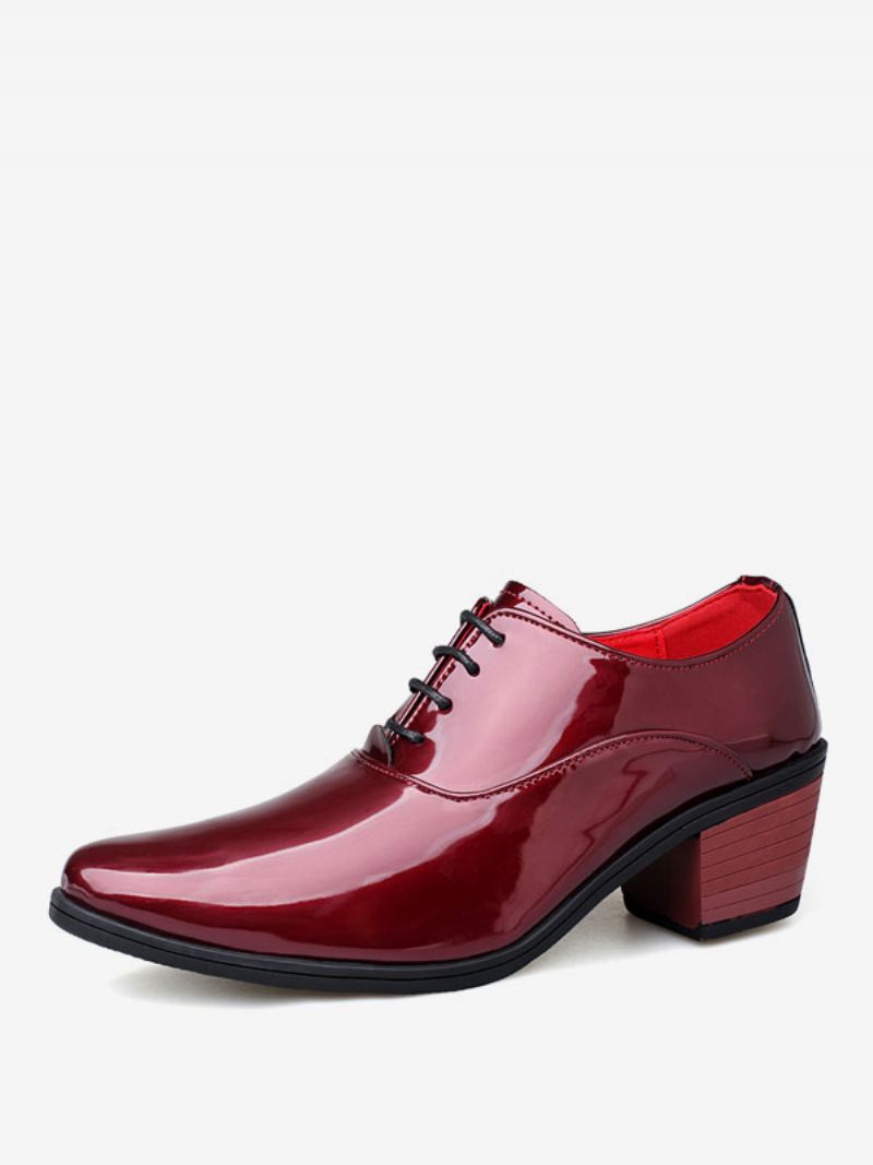 Chaussures Habillées Pour Hommes Oxford Bout Pointu Cuir Verni Mariage Fête Bal - Rouge