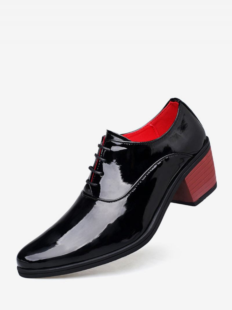 Chaussures Habillées Pour Hommes Oxford Bout Pointu Cuir Verni Mariage Fête Bal - Noir