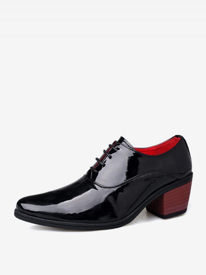 Chaussures Habillées Pour Hommes Oxford Bout Pointu Cuir Verni Mariage Fête Bal - Noir