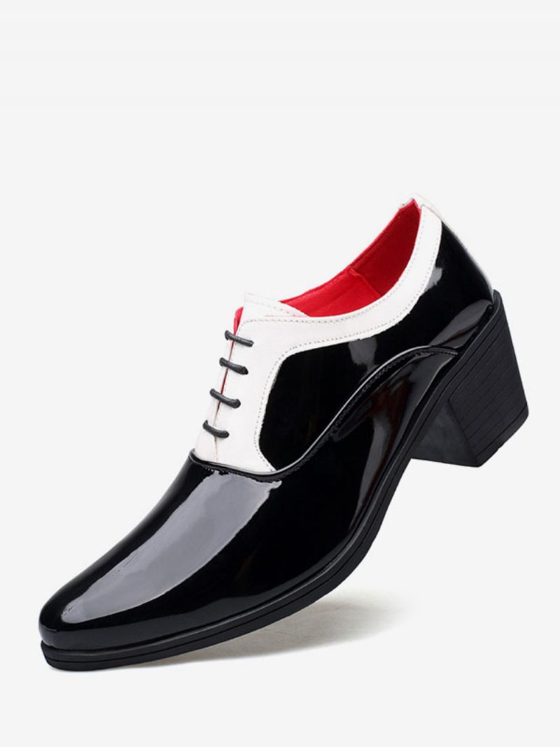 Chaussures Habillées Pour Hommes Oxford Bout Pointu Cuir Verni Mariage Fête Bal - Noir