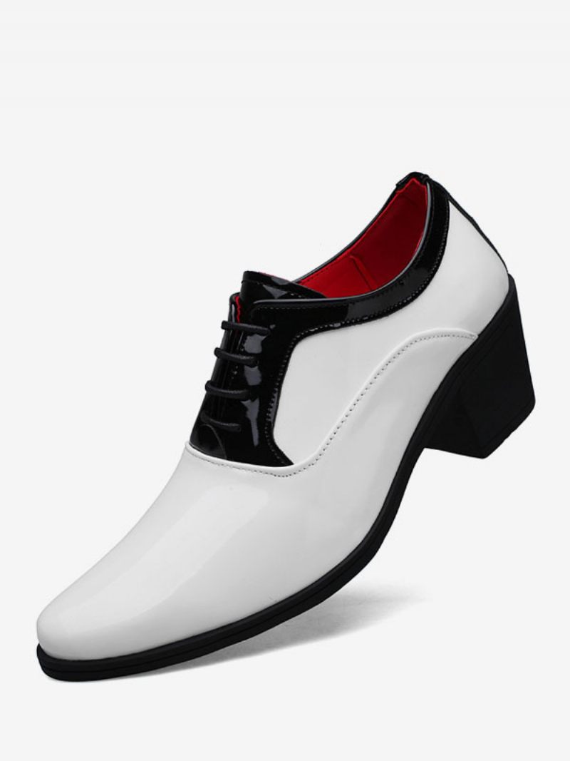 Chaussures Habillées Pour Hommes Oxford Bout Pointu Cuir Verni Mariage Fête Bal - Blanc