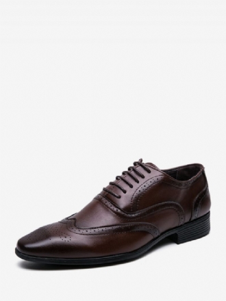 Chaussures Habillées Pour Hommes Oxford Cuir Pu À Bout Pointu Et Lacets