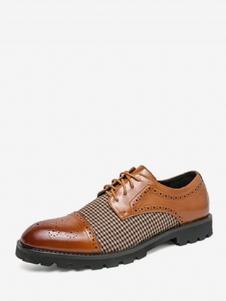 Chaussures Habillées Pour Hommes Oxford Cuir Pu À Lacets Et Bout Rond Élégant