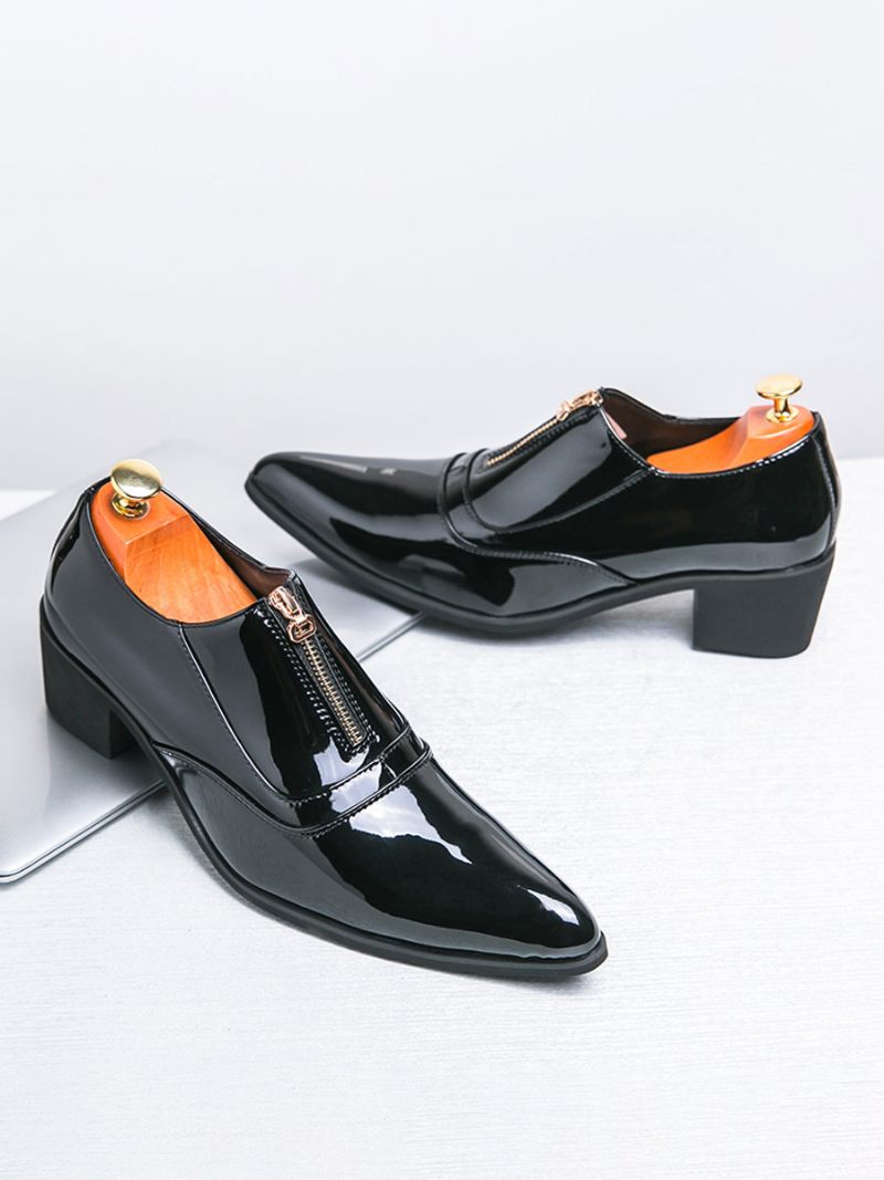 Chaussures Habillées Pour Hommes Qualité À Bout Pointu Enfiler Cuir Pu Soirée Bal - Noir