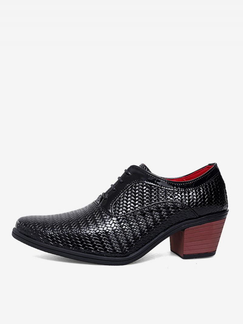 Chaussures Habillées Pour Hommes Qualité Bout Pointu À Lacets Cuir Pu Mariage Fête Bal - Noir