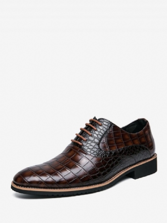 Chaussures Habillées Pour Hommes Qualité Bout Rond À Lacets Cuir Pu