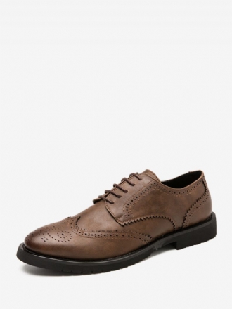 Chaussures Habillées Pour Hommes Qualité Bout Rond À Lacets Cuir Pu