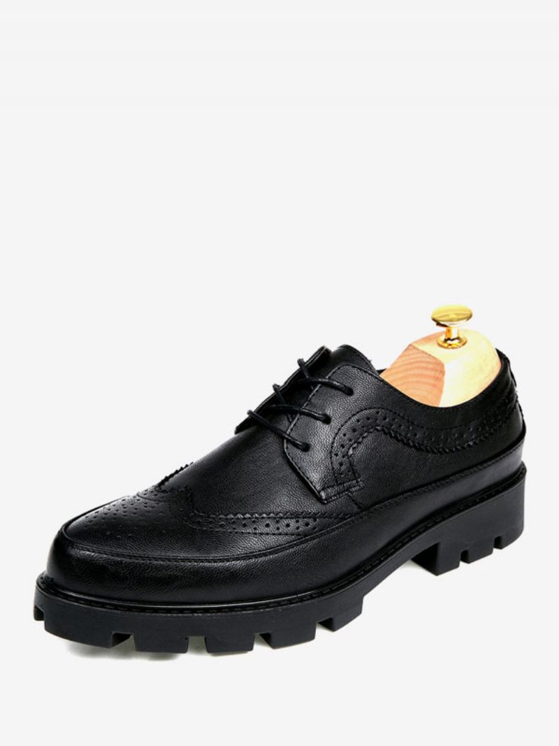 Chaussures Habillées Pour Hommes Qualité Bout Rond Sangle Réglable Cuir Pu