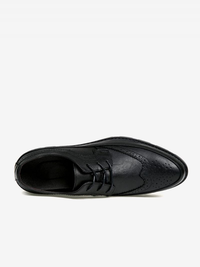 Chaussures Habillées Pour Hommes Qualité Bout Rond Sangle Réglable Cuir Pu - Noir