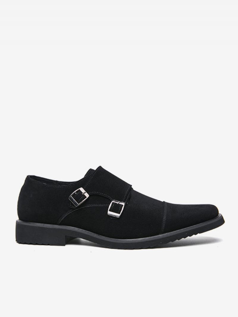 Chaussures Habillées Pour Hommes Qualité Bout Rond Slip-on Cuir Pu Soirée Bal - Noir