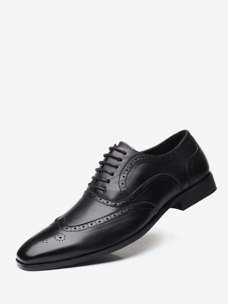 Chaussures Oxford Pour Hommes Marié À Lacets Et Bout Pointu Qualité - Noir