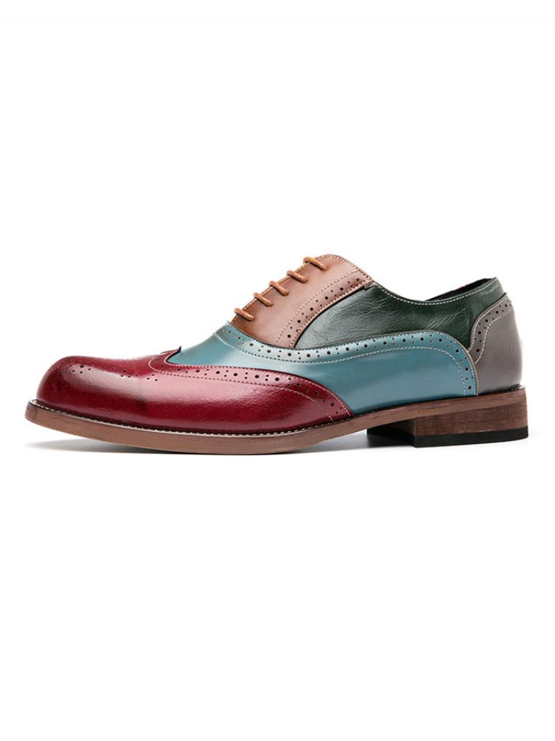 Chaussures Soirée Mariage Oxford Wingtip Pour Hommes - Rouge