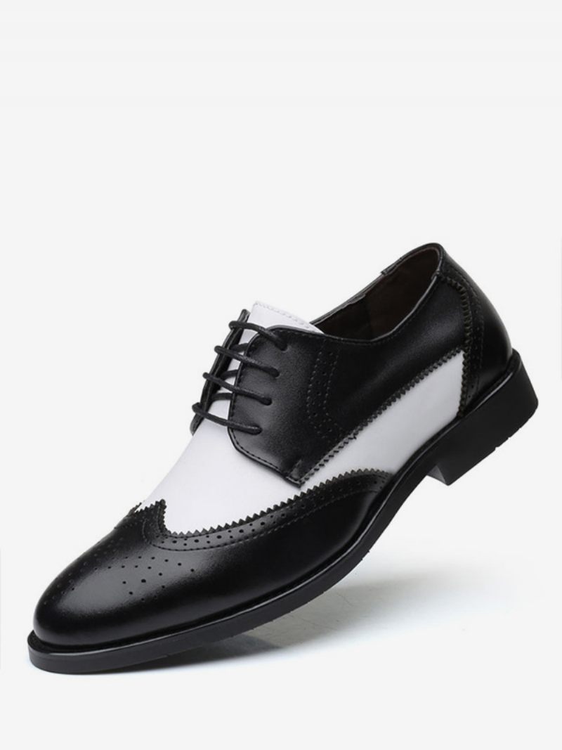 Derbys Bicolores À Bout D'aile Pour Hommes Robe Mariée Chaussures Formelles Derby Noir - Noir