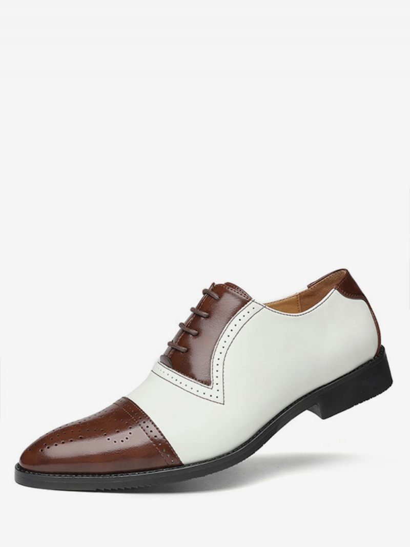 Hommes Cap Toe Brogue Oxfords Robe Mariée Oxford Chaussures Formelles Blanc