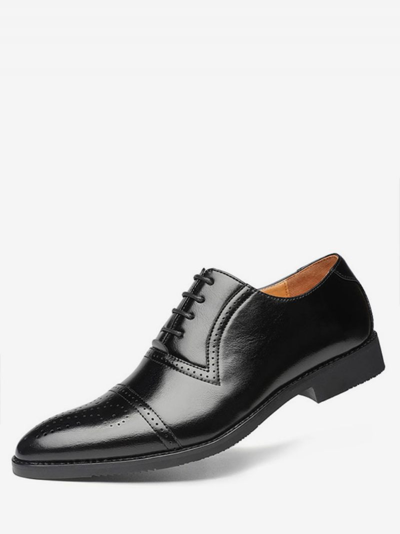 Hommes Cap Toe Brogue Oxfords Robe Mariée Oxford Chaussures Formelles Blanc - Noir