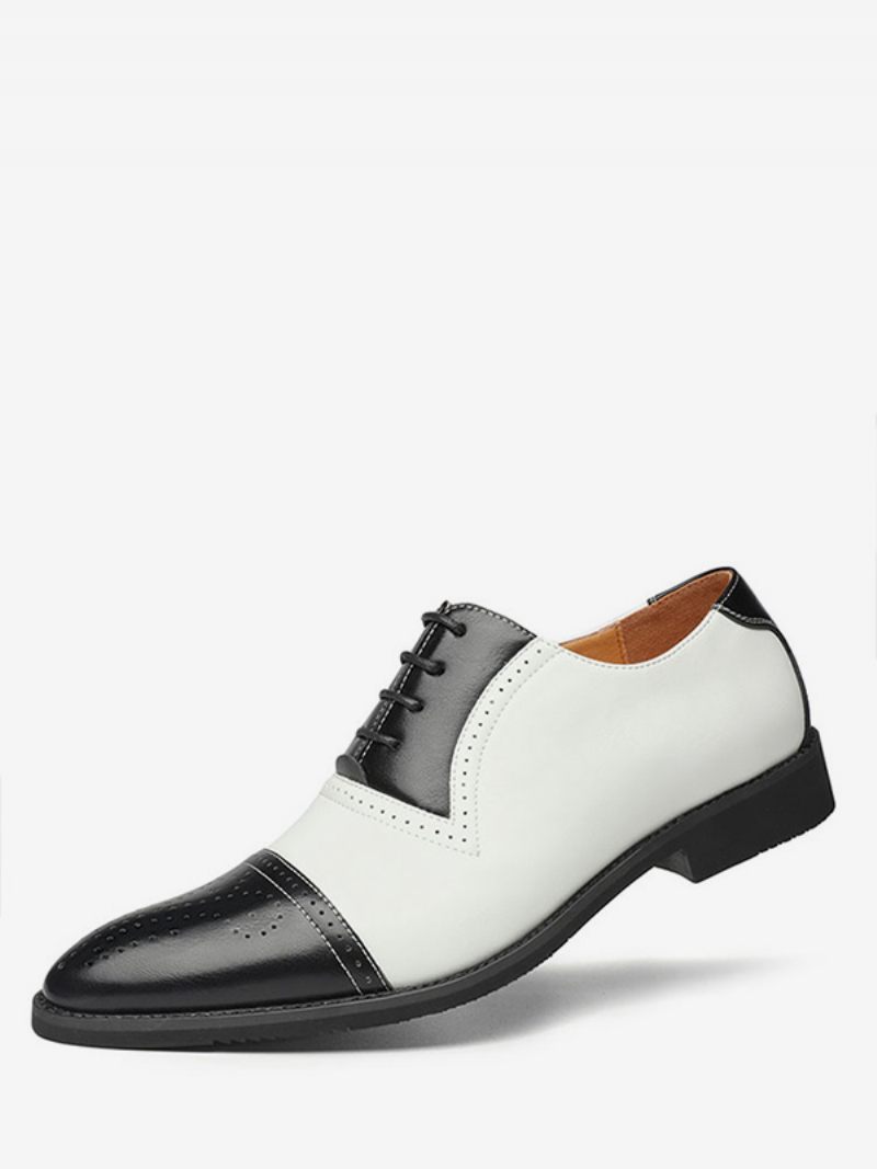 Hommes Cap Toe Brogue Oxfords Robe Mariée Oxford Chaussures Formelles Blanc - Blanc