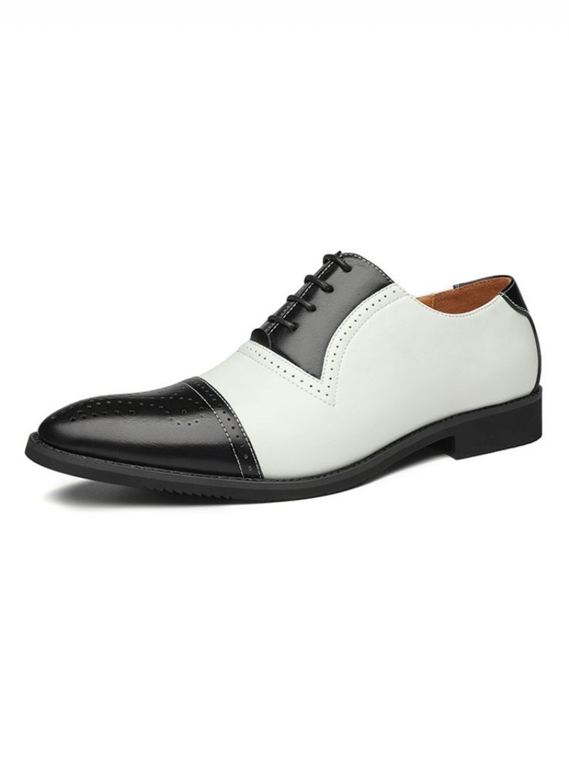 Hommes Cap Toe Brogue Oxfords Robe Mariée Oxford Chaussures Formelles Blanc - Blanc