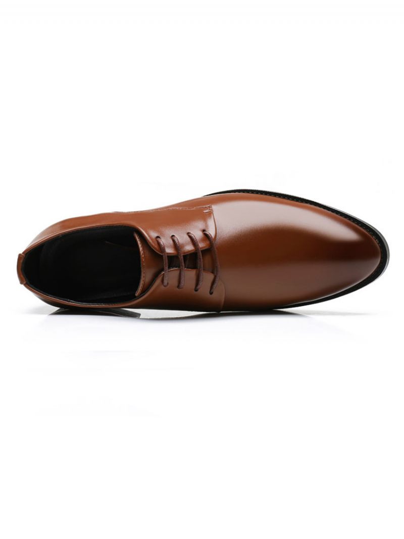 Robe Mariée Pour Hommes Oxford Chaussures Formelles Élégant Bout Pointu Sangle Réglable Cuir Pu - Marron Café