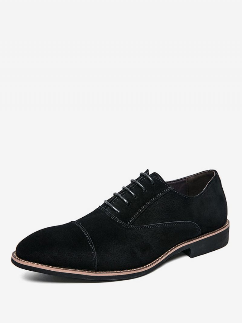 Robe Oxford Pour Hommes Chaussures Formelles Modernes À Bout Pointu Sangle Réglable Cuir Pu - Noir