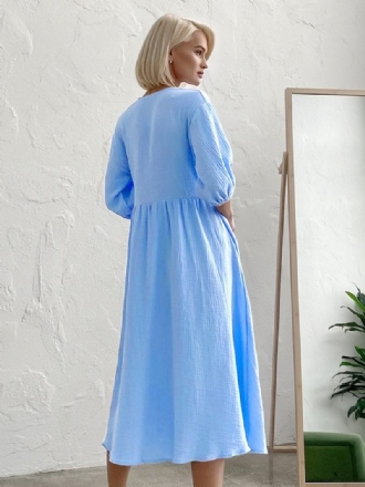 Robe D'été Pour Femmes Col V À Lacets Surdimensionnée Bleu Ciel Clair Longue Plage