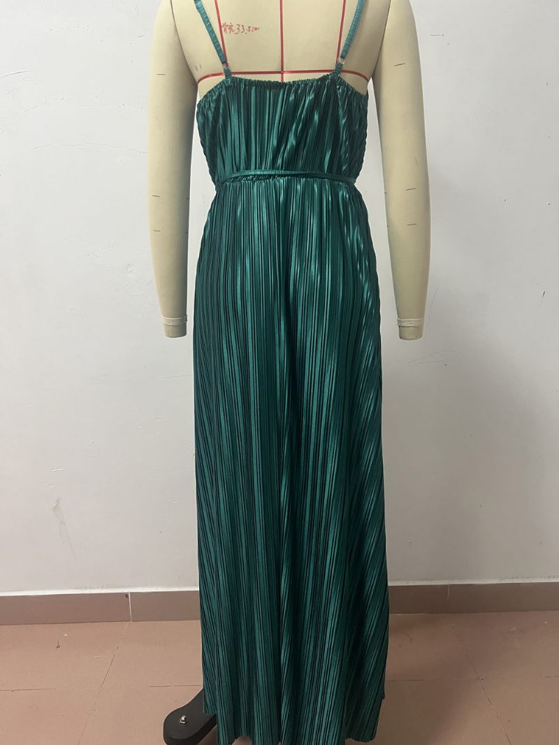 Robe D'été Pour Femmes Sans Manches Col V Ceinture Dos Nu Robes Plage - Vert